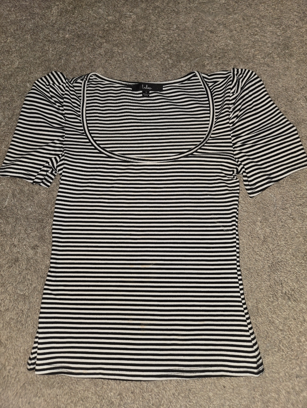 Lulu's Black & White Striped Scoop Neck Tee
